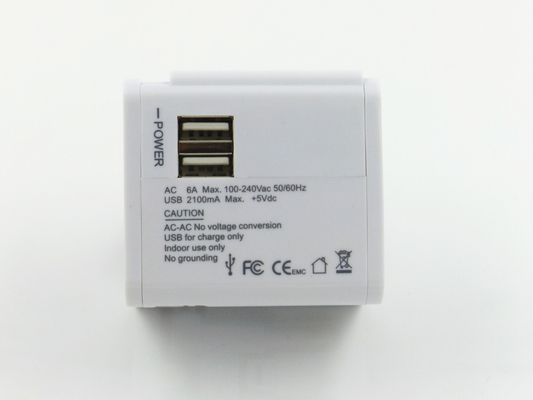Για πολλές χρήσεις διπλή υποδοχή χρέωσης USB, καθολικός προσαρμοστής βουλωμάτων ταξιδιού